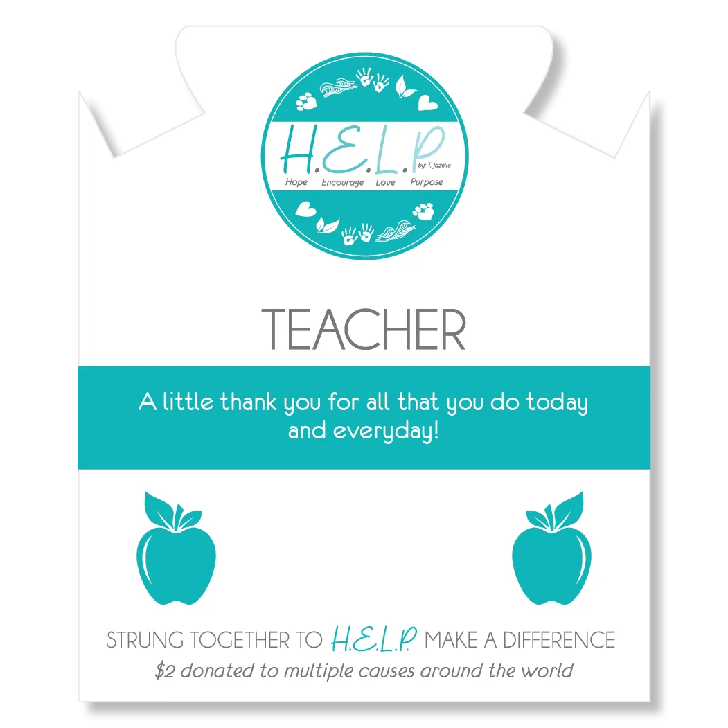 Teacher Charm with Blue Opal Jade Charity Bracelet