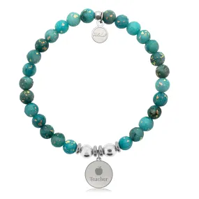 Teacher Charm with Blue Opal Jade Charity Bracelet