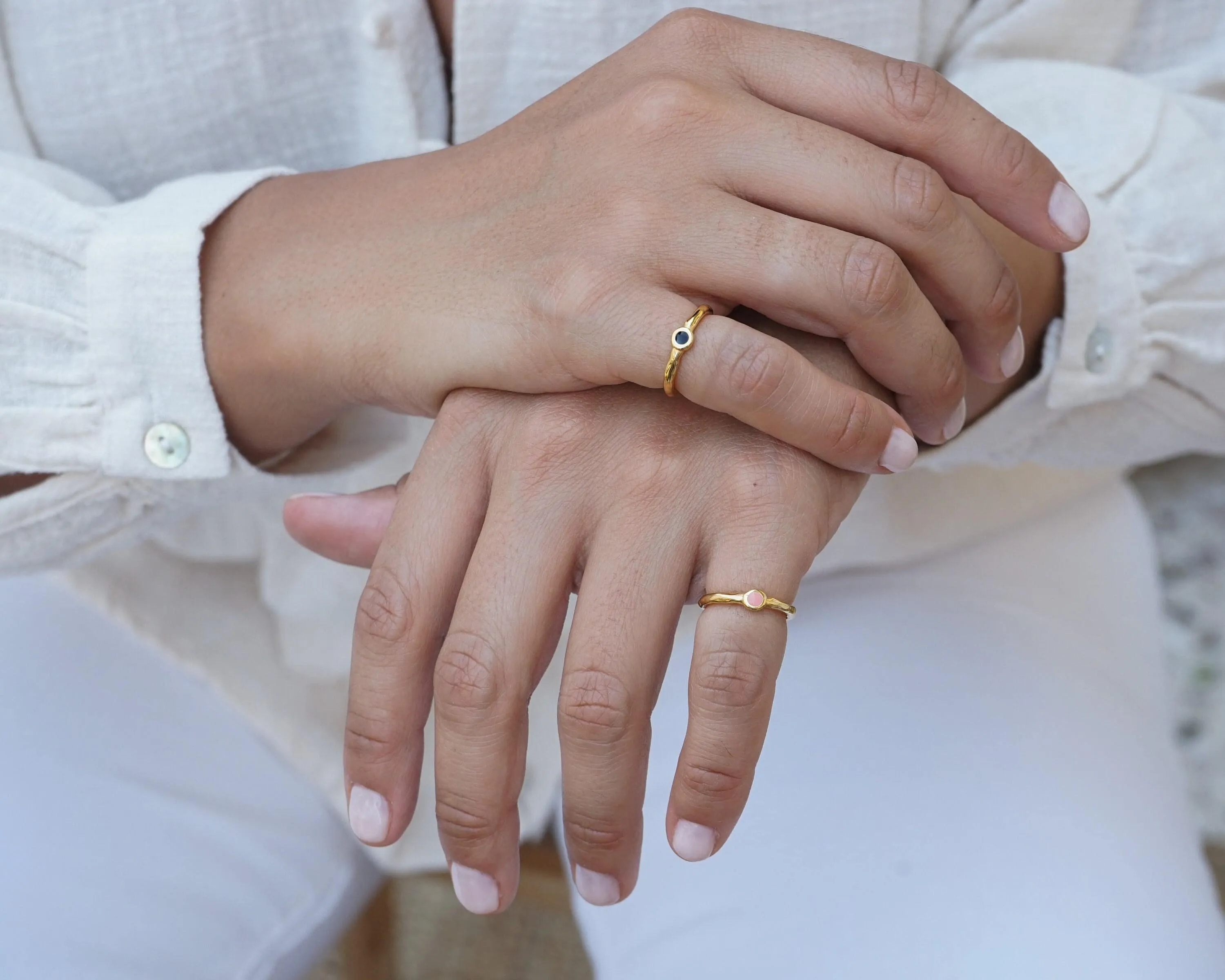 Tiny Gold Circle Band Pinky Ring