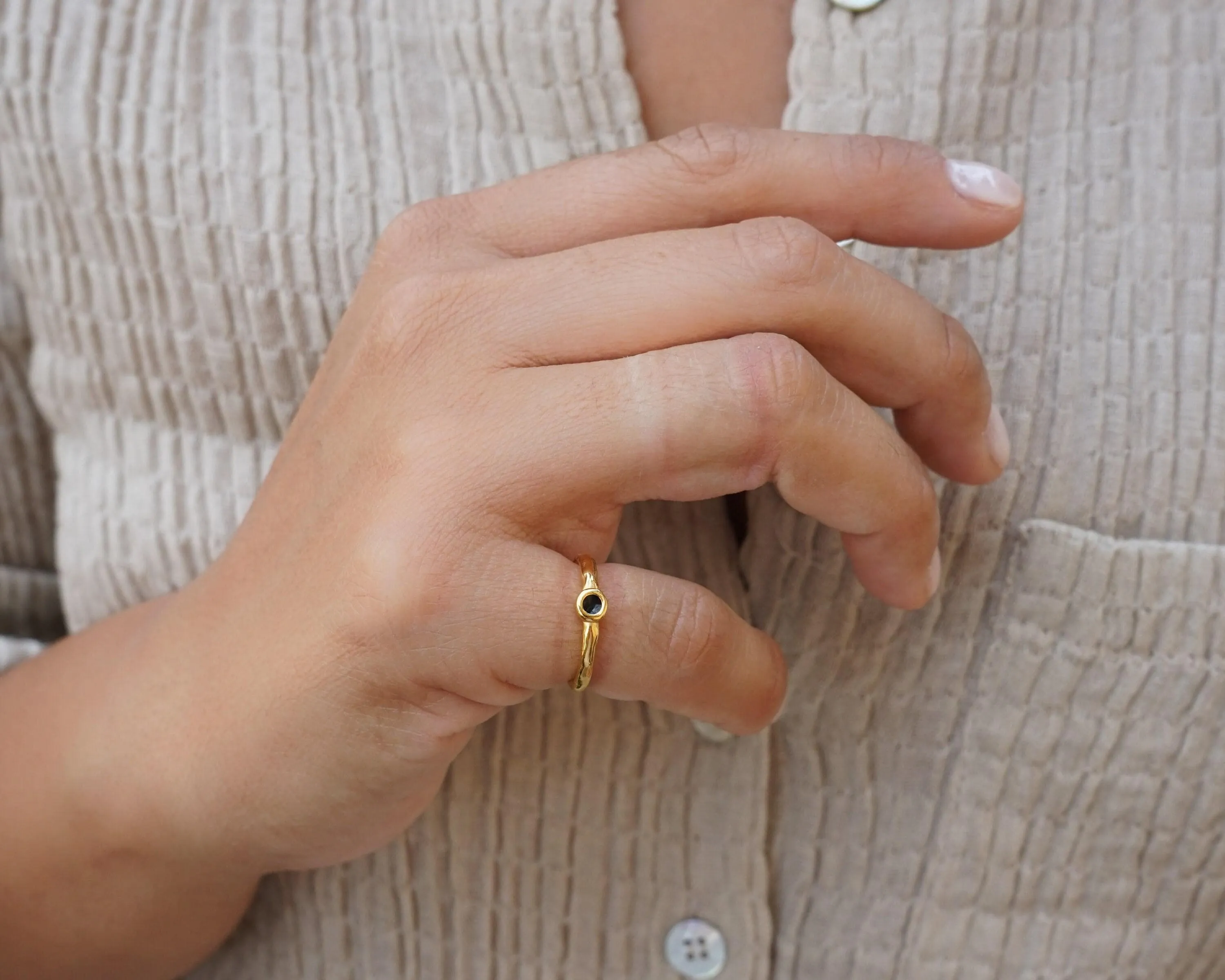 Tiny Gold Circle Band Pinky Ring