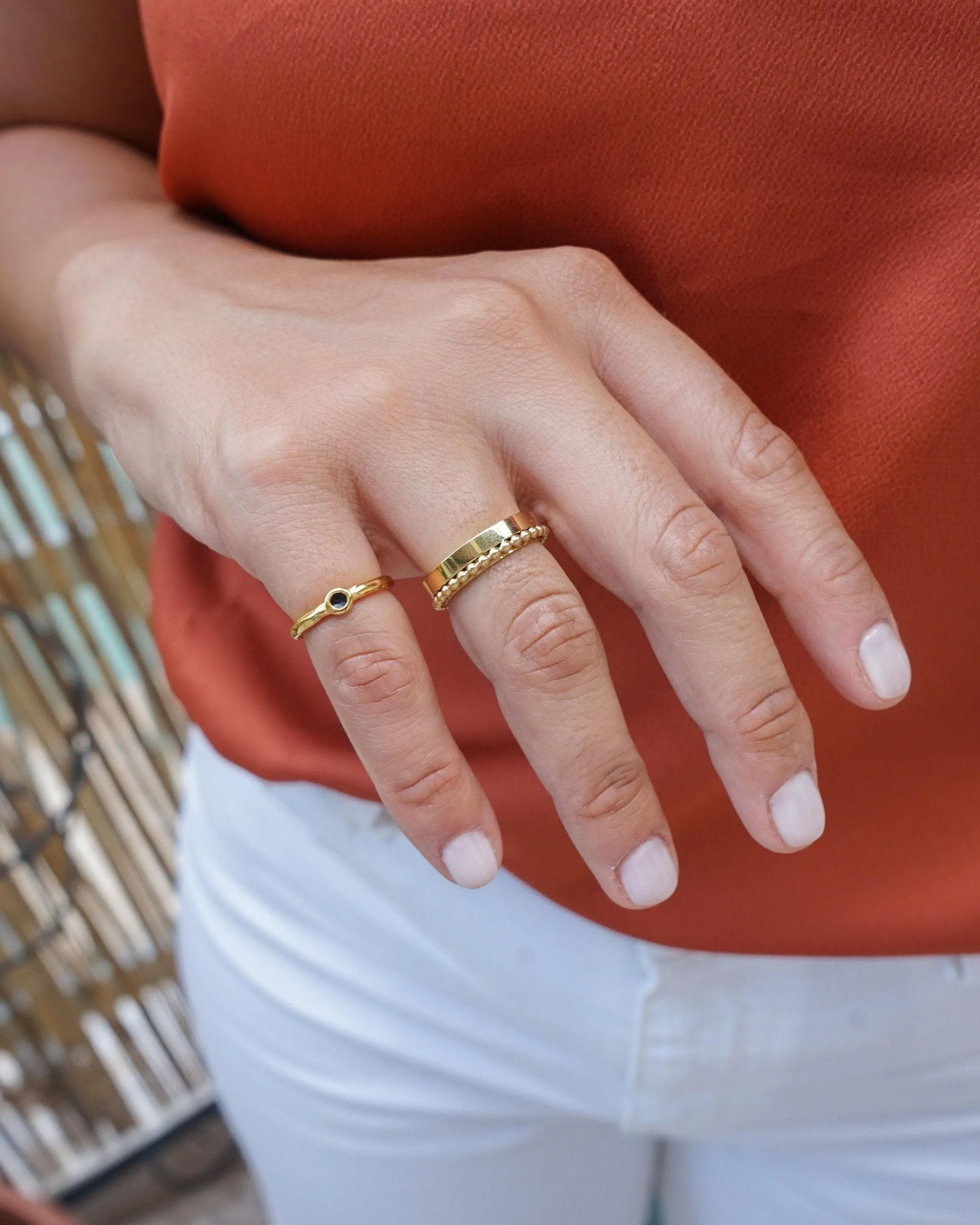 Tiny Gold Circle Band Pinky Ring