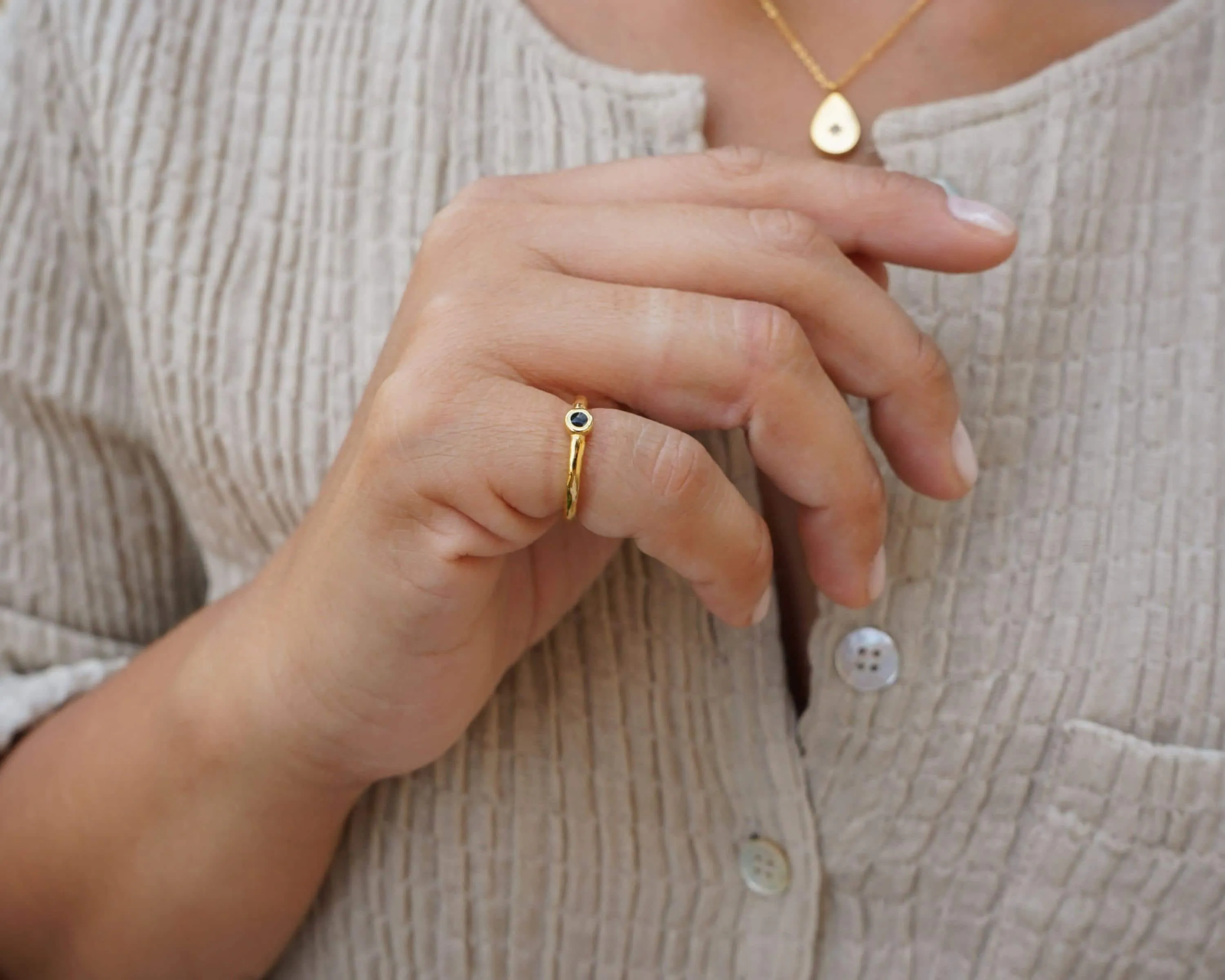 Tiny Gold Circle Band Pinky Ring