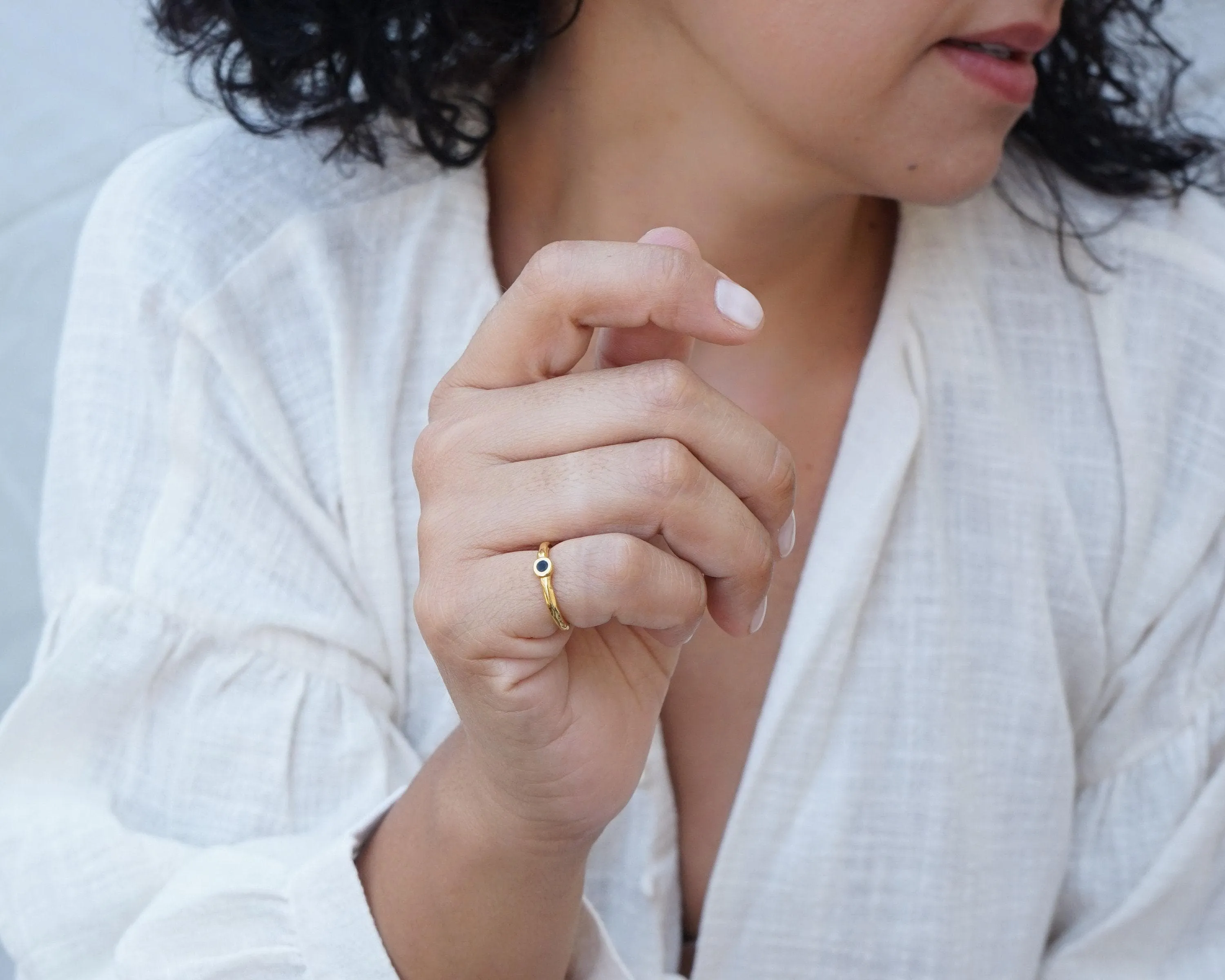 Tiny Gold Circle Band Pinky Ring