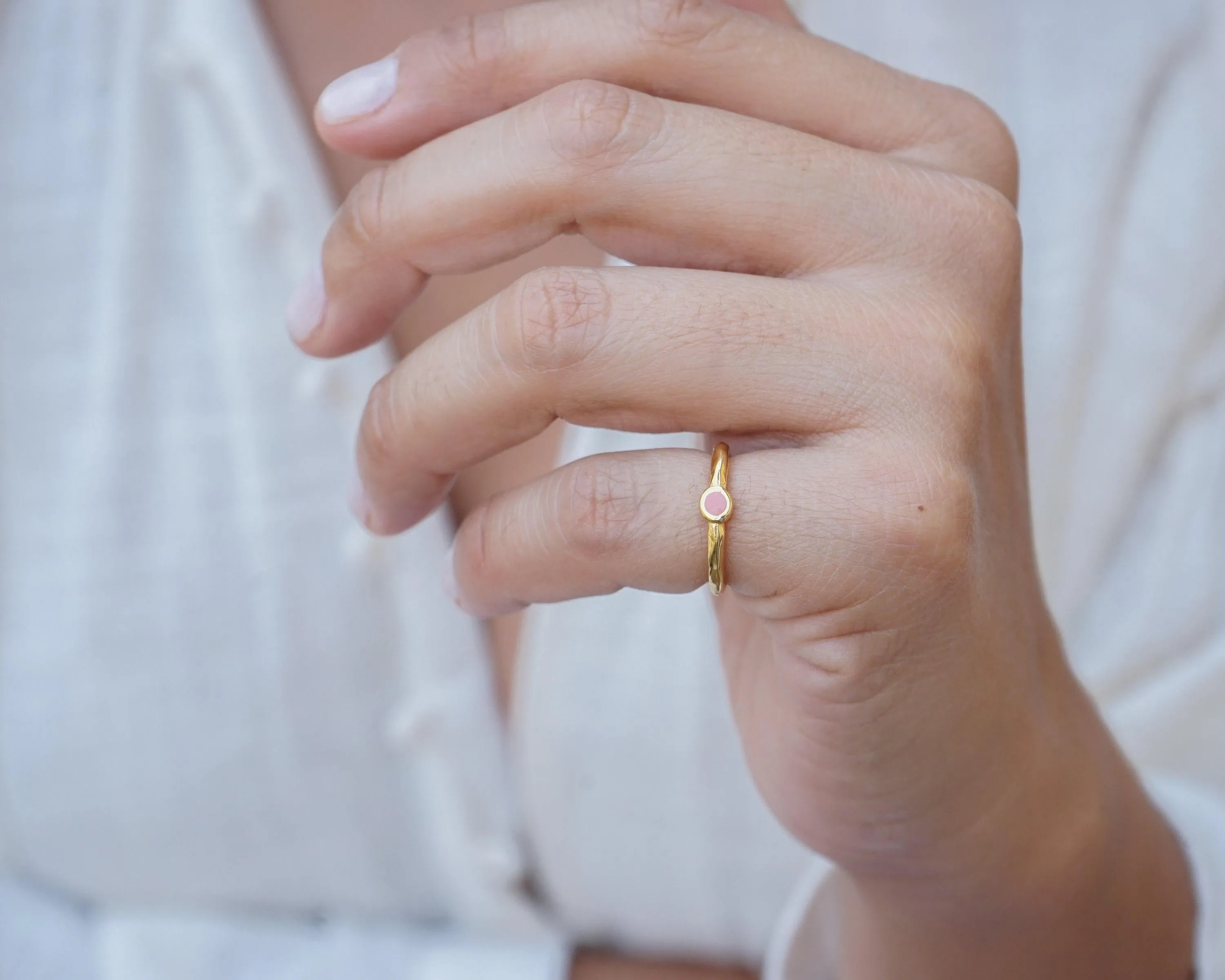 Tiny Gold Circle Band Pinky Ring