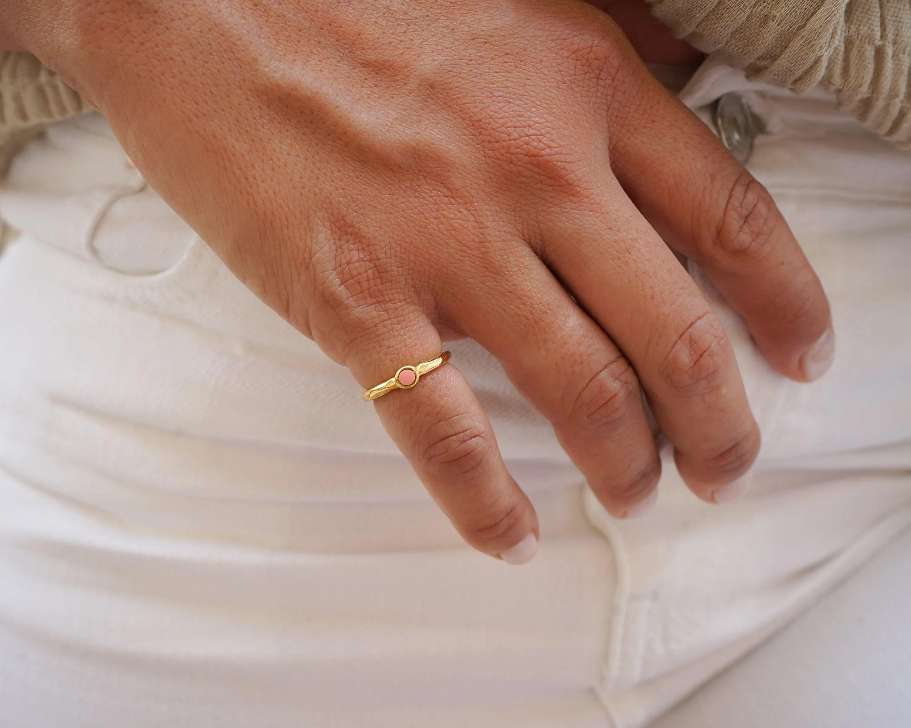Tiny Gold Circle Band Pinky Ring