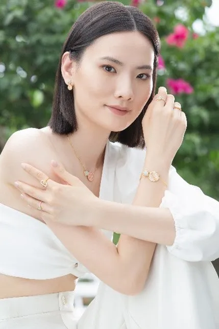 TRACEY CHEN |  EARRINGS | 天然翡翠琺瑯環形耳飾 (黃金-綠色)