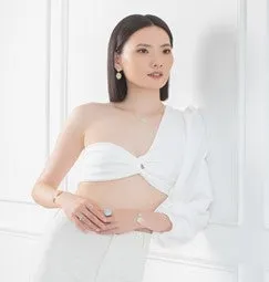 TRACEY CHEN |  EARRINGS | 天然翡翠琺瑯環形耳飾 (黃金-綠色)