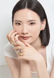 TRACEY CHEN |  EARRINGS | 天然翡翠琺瑯環形耳飾 (黃金-綠色)